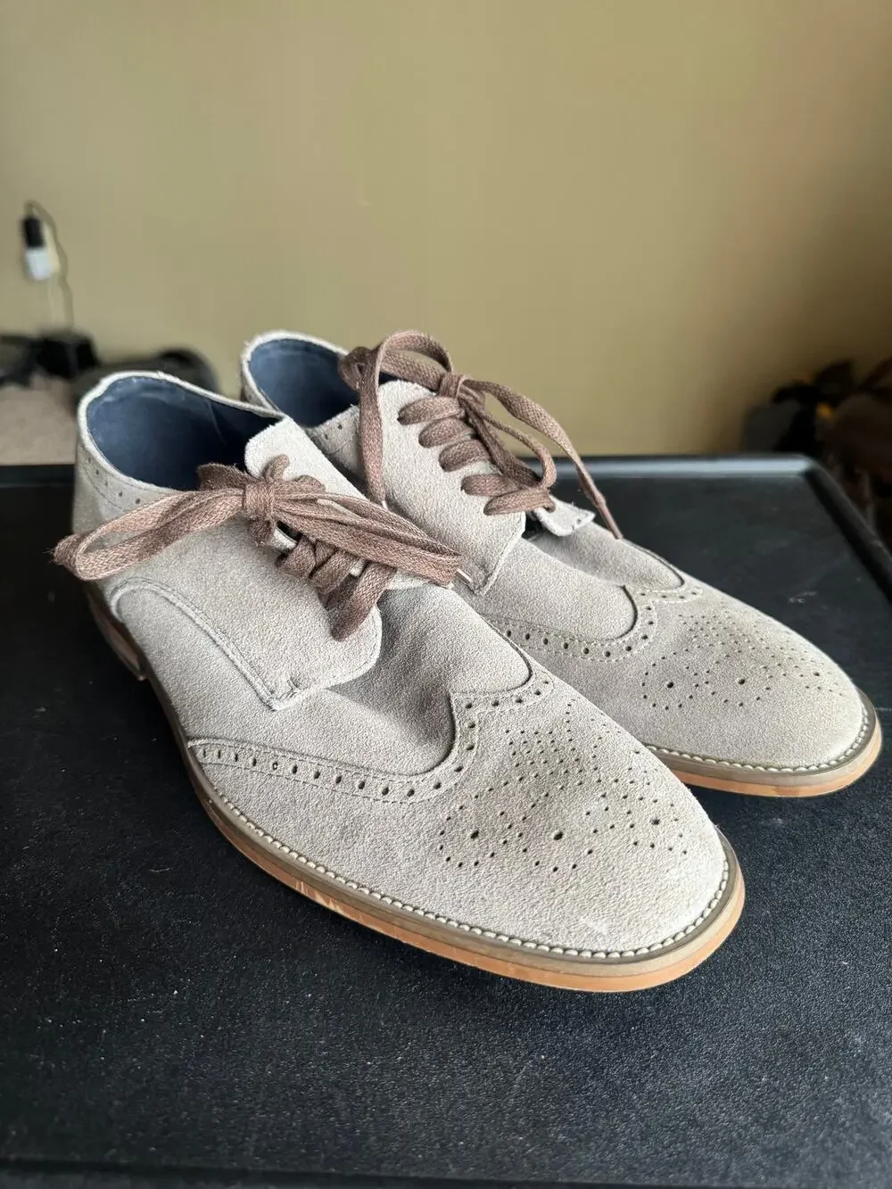 Joseph Abboud Suede Wingtip Oxford Dress Shoes Gray Leather Men’s Size 9.5